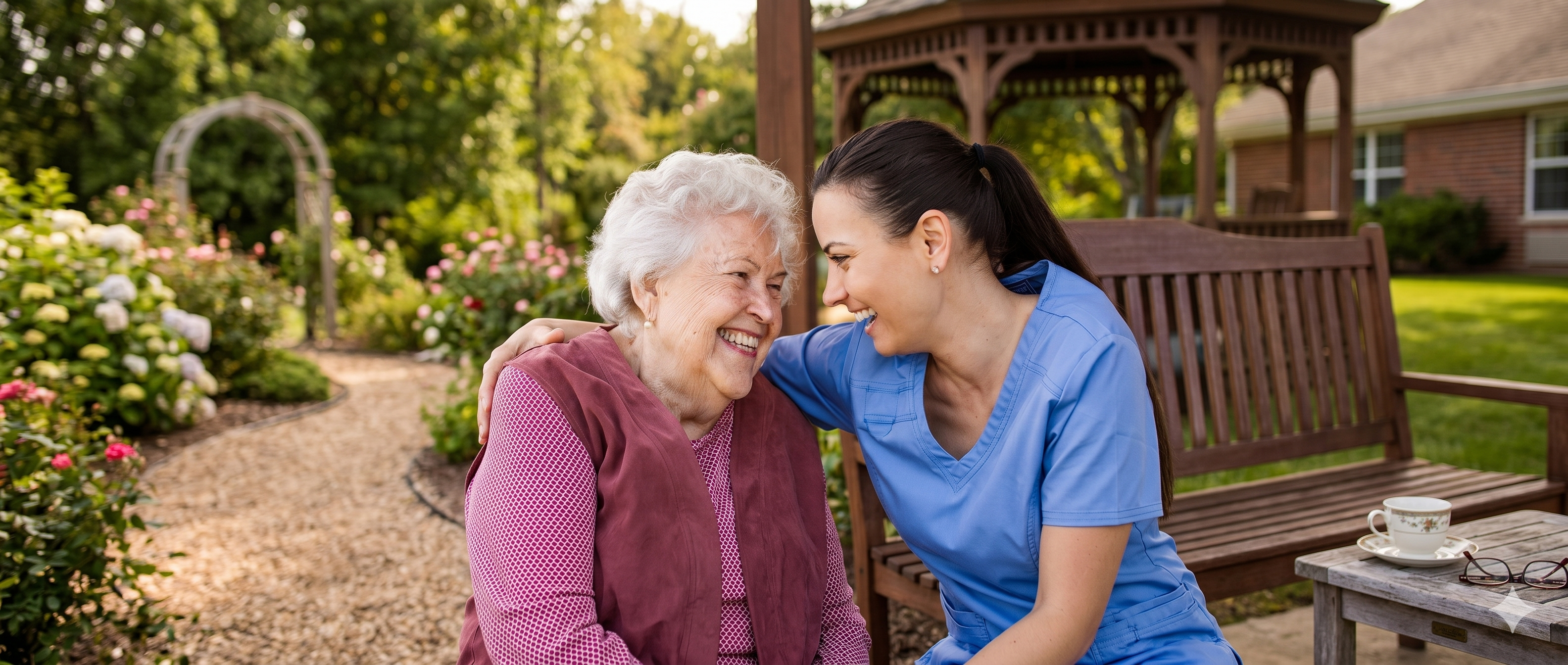Compassionate caregiver holding hands with an elderly patient